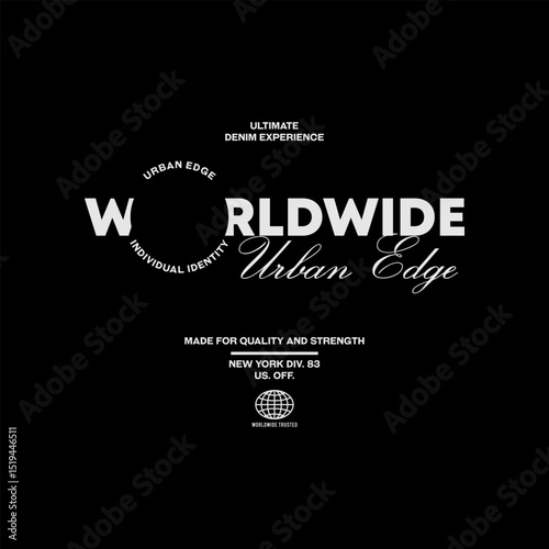Urban edge, identity, abstract typography motivational quotes modern design slogan. Vector illustration graphics print t shirt, apparel, background, poster, banner, postcard or social media content.