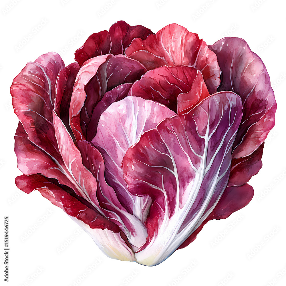 Obraz premium Vibrant red lettuce showcasing stunning colors and texture, perfect for fresh salads and culinary delights.