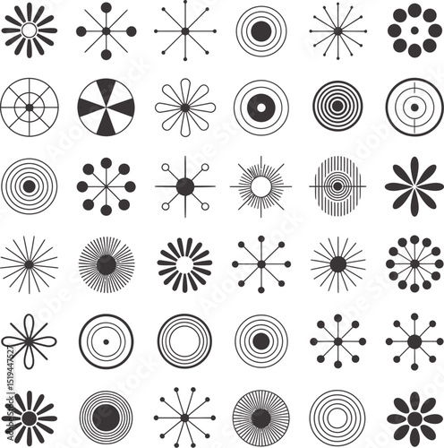 Retro atomic era mid century modern geometric shapes pattern design vector illustration background art print editable stock vector illustration
