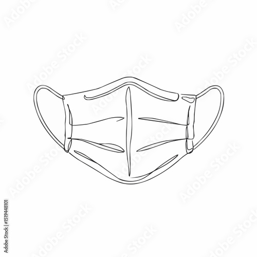 Medical face mask outline in minimalist style on white background  