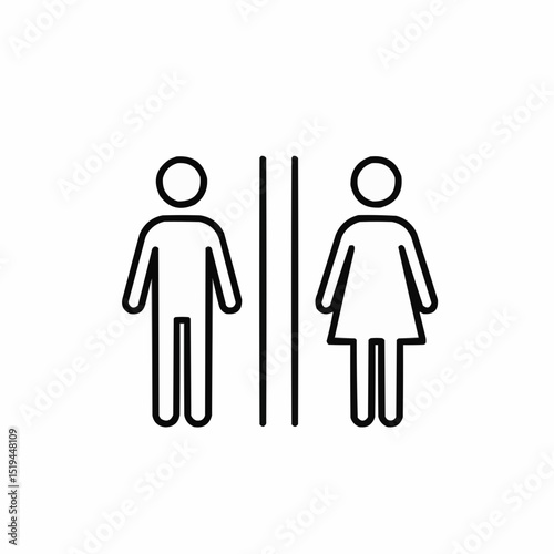 Icon of male and female restroom signs with simple lines  