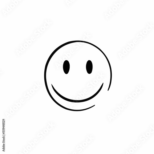Simple smiley face illustration in black outline on white background  