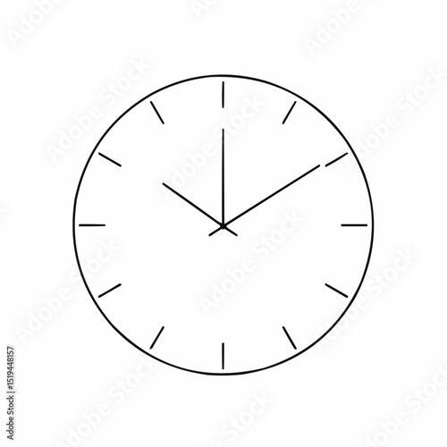 Simple clock face with minimal design and black hour hands  