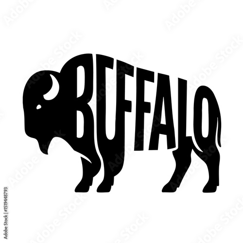 Vector Buffalo Word Letters Cartoon typographic illustration vector illustration isolated on white 