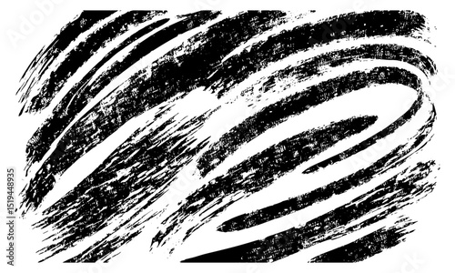 Abstract brush strokes with bold, curved, distressed paint smears, rough grunge texture, thick hand-drawn lines, irregular painted strokes, vector punk illustration background.
