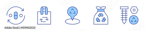 recycled bag, recycle, placeholder, garbage bag. Recycling Icon vector illustration. Line Duotone style. Editable stroke