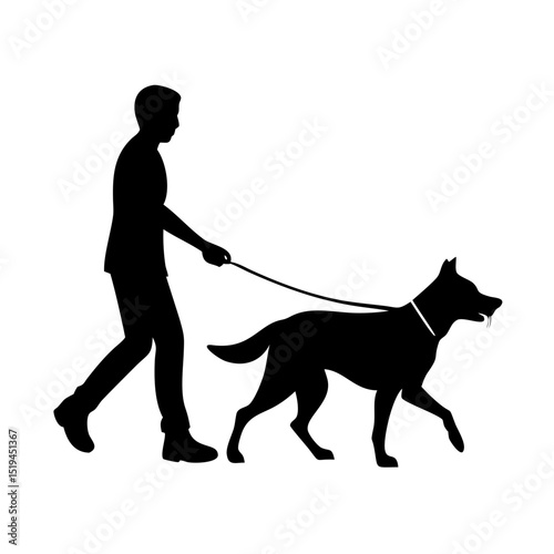 Person walking a dog along a path in a park during a sunny day, enjoying the outdoors and exercising together