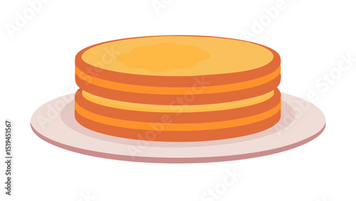 Delicious stack of fluffy pancakes on a white plate with warm golden layers and smooth texture