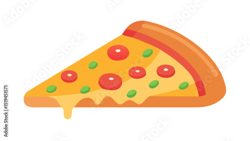 Delicious slice of pepperoni pizza with melted cheese and toppings presented on a white background