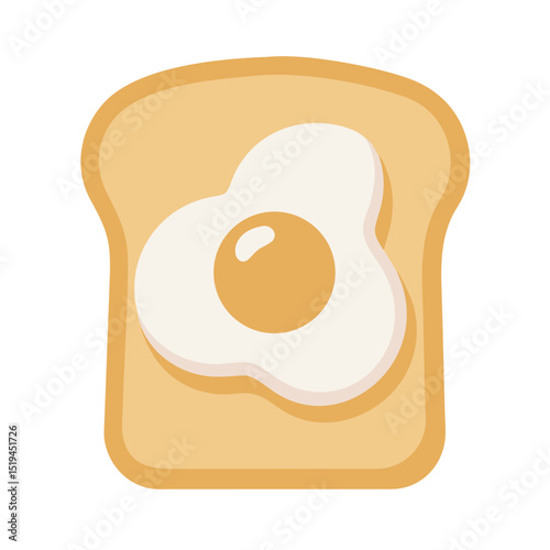 Illustration of a slice of bread topped with a fried egg, perfect for breakfast or brunch