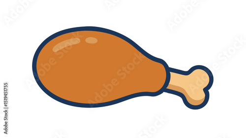 Delicious brown roasted chicken leg portion on a white background ready for serving in a tasty meal