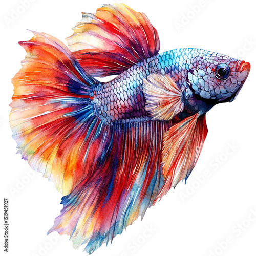 A vibrant betta fish showcasing stunning colors and intricate fin patterns in an underwater setting.