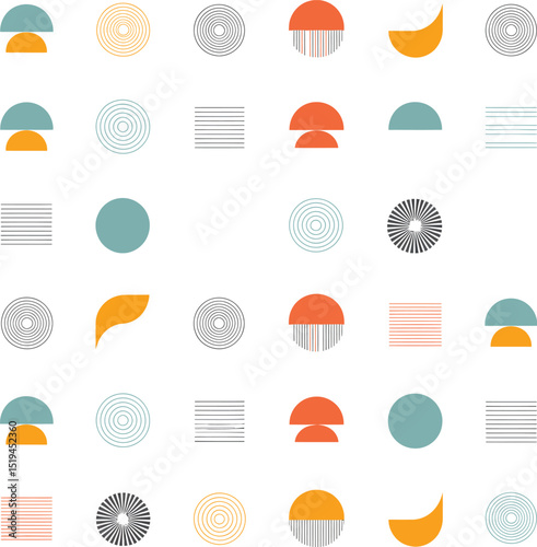 Modern geometric art print minimalist shapes pattern design circles lines abstract background wall decor poster 100 editable stock vector illustration