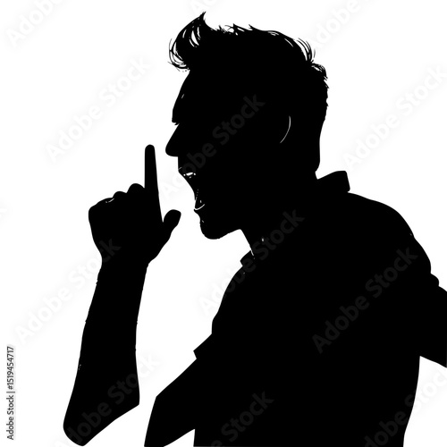 Man shouting in anger silhouette