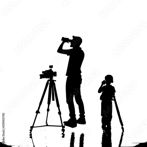 Photographer taking a picture silhouette