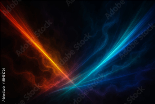 Abstract dark colourful with light rays and a hint of smoke texture.