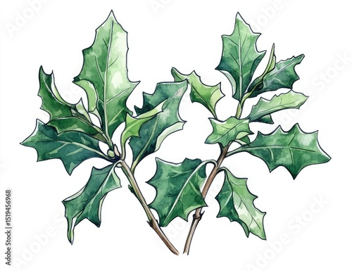 Two sprigs of vibrant green leaves