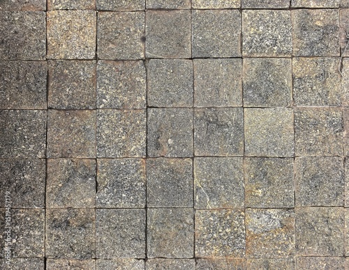 Rough Gray Square Stone Paver Floor Texture