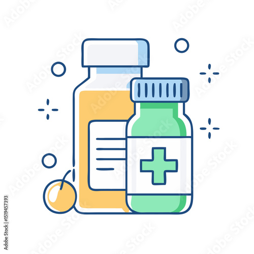 Medicine bottles with prescription label.
