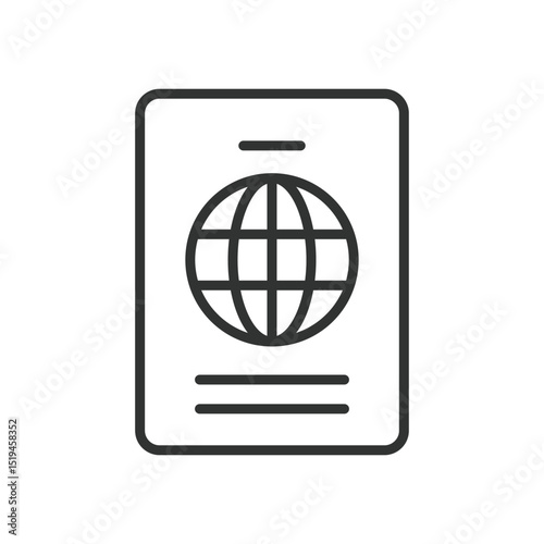 Passport, icon in line design. Passport, travel document, ID, international travel, visa, border control, biometric passport on white background vector. Passport editable stroke icon