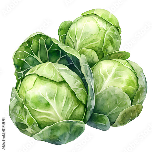Fresh green cabbages arranged beautifully, showcasing vibrant colors and healthy textures in a natural setting.