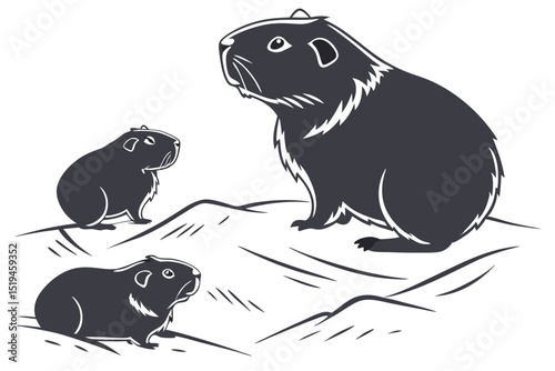 Capybara family illustration south american rodent vector graphics wildlife design