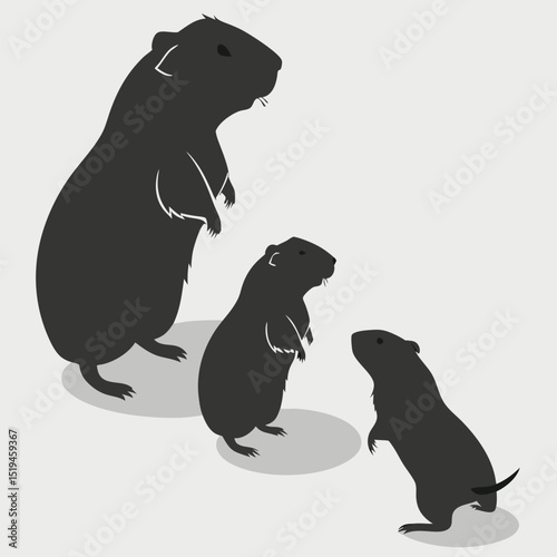 Capybara family vector illustration black silhouette rodent wildlife south america fauna