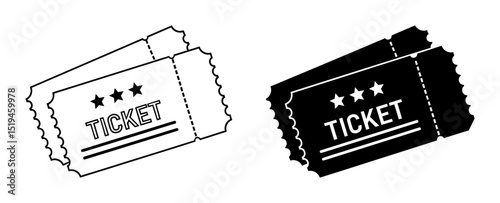 Ticket vector icon isolated on a white background. Vector illustration. EPS 10