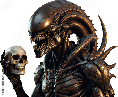 Alien Xenomorph, Isolated Transparent Background