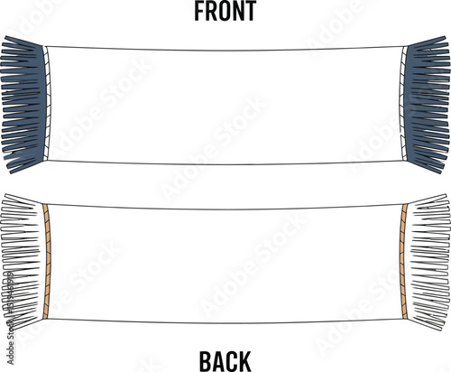 White scarf mockup front and back view template for sublimation design and presentation of pattern 100 editable stock vector illustration