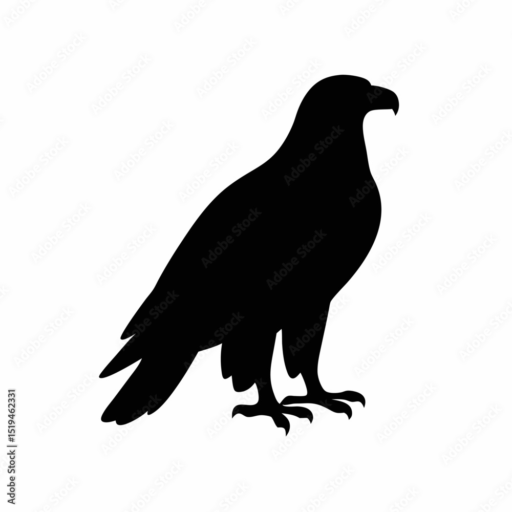 Obraz premium Majestic Eagle Silhouette: A Black and White Vector Illustration of a Proud Eagle