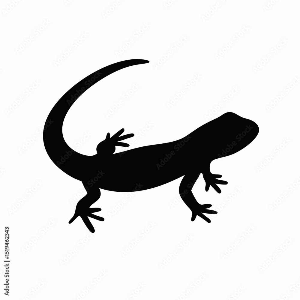 Fototapeta premium Silhouette of a Lizard: A Black and White Vector Graphic