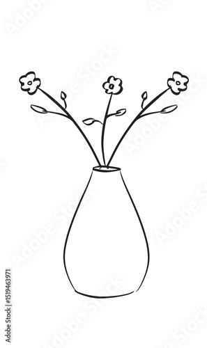 blossom flower nature leaf vase drawing black color object icon decoration plant bouquet flora summer spring season vertical product modern fresh gift bunch pattern blossom flower drawing doodle gift 
