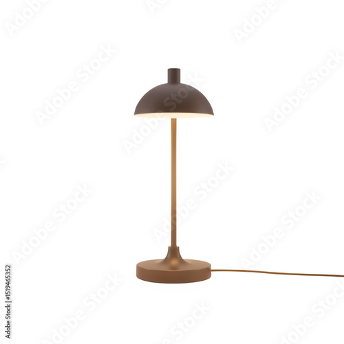 Photorealistic modern minimalist desk lamp with cast bronze surface and antique patina finish, isolated on transparent background for branding and decor use

