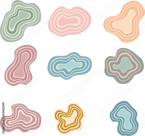 Whimsical Doodle Spot Collection Hand-Drawn Pastel Fluid Shapes for Text Frames & Social Media Templates – Abstract Organic Frame Vector Illustrations, isolated background