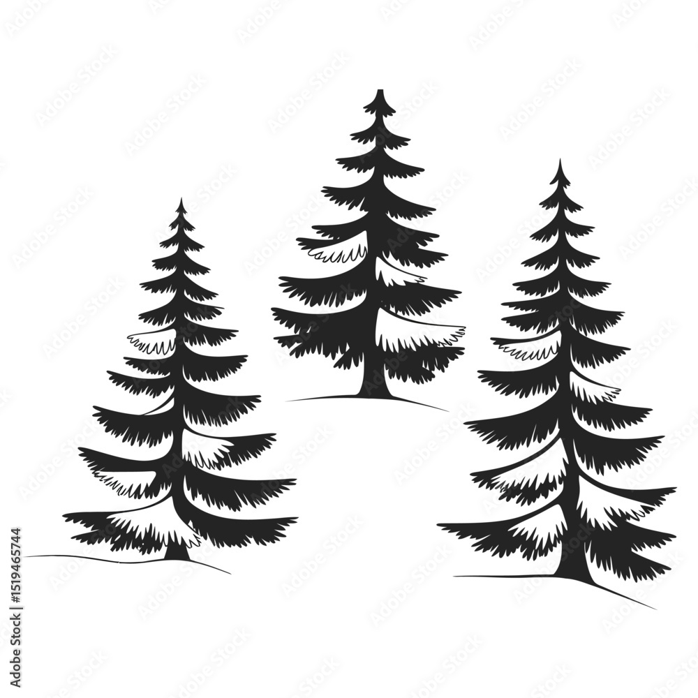 Obraz premium Elegant Fir Tree Contours: Minimal Christmas Line Art