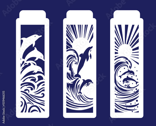 Bookmarks with Dolphins. Paper cutout. Creativity