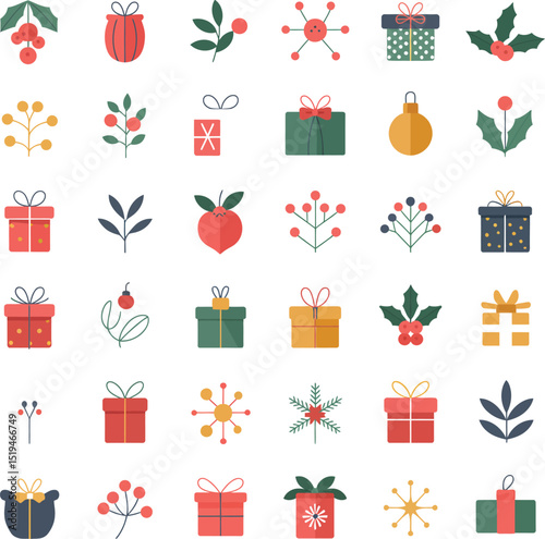 Christmas holiday pattern background with gifts berries and leaves vector illustration design editable stock vector illustration
