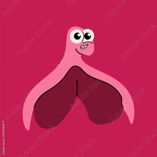 Cute Cartoon Character Inspired by Clitoral Glans. Female Reproductive System Concept
