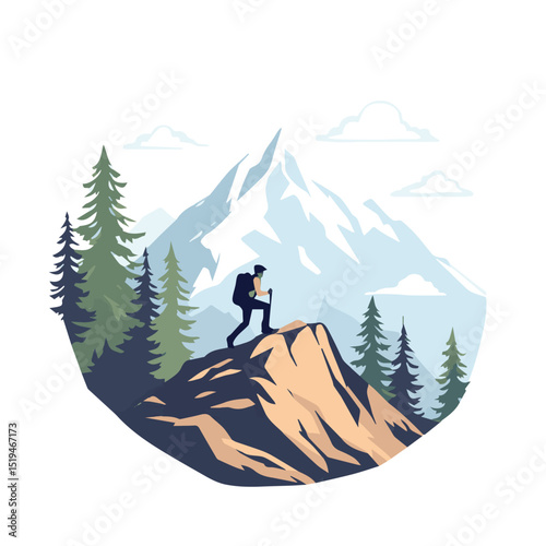 Solo Hiker in the Mountains