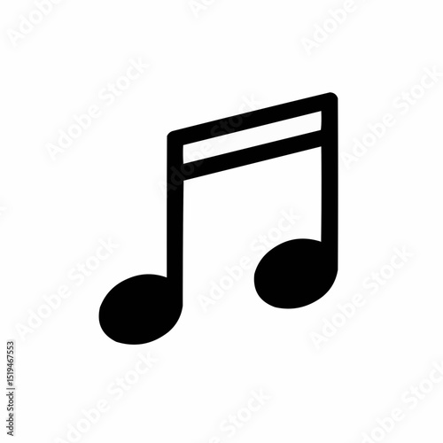 Musical note icon in simple black design on white background  