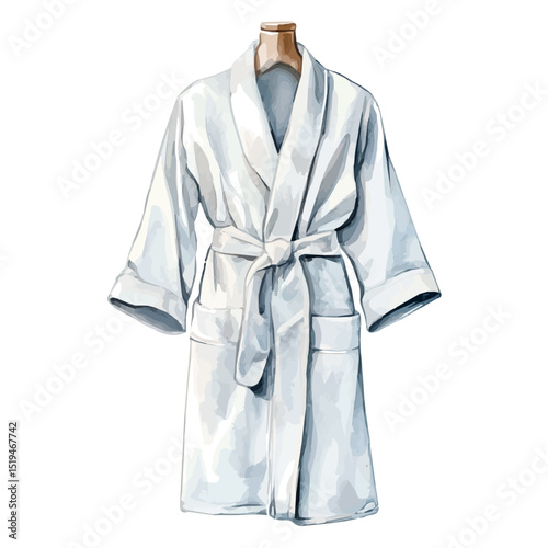 Bathrobe, watercolor painting vector, high quality, isolated on a white background.