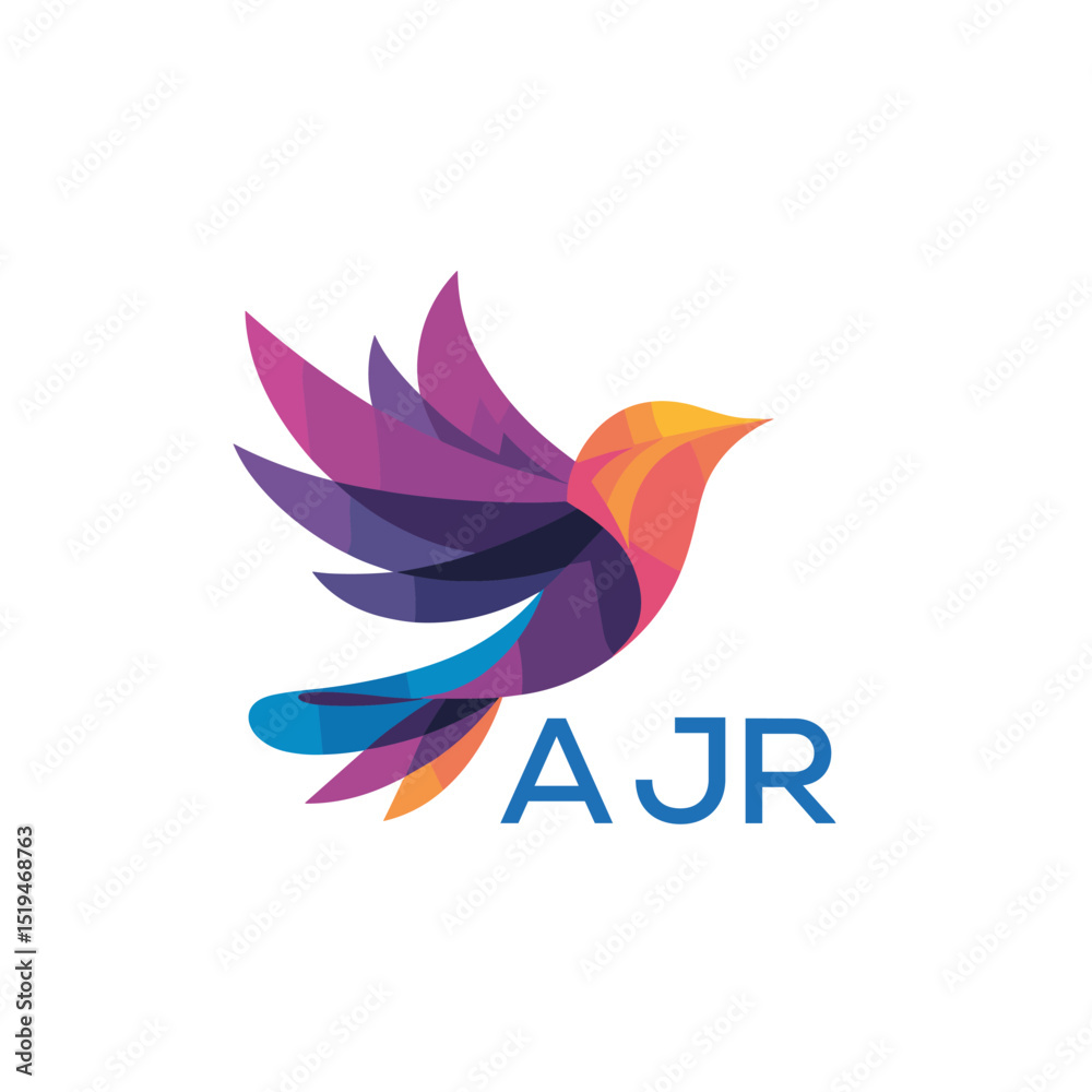 Obraz premium Colorful Abstract Bird Logo. AJR Letter logo. Modern Gradient Vector Illustration with AJR Text. 