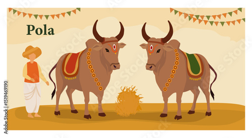 Polala Festival Honoring Bullocks Vector Collection-01
