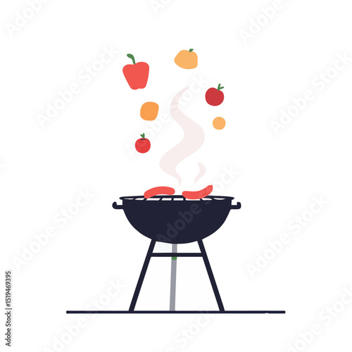 BBQ Grill with Floating Apples

