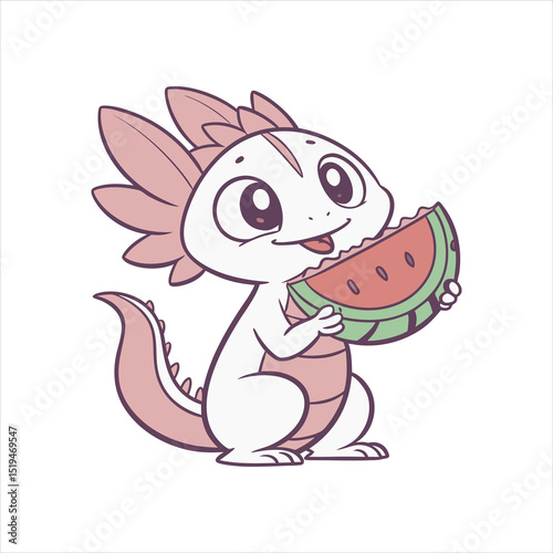 Cute Axolotl Illustration with Colorful Gills in Water drawing vector