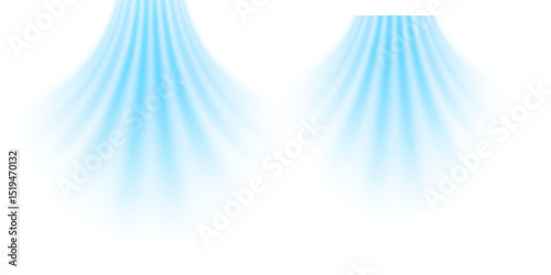 Air flow set of vector elements on a white background. Abstract light effect blowing from an air conditioner, purifier or humidifier. Dynamic blurred flow motion