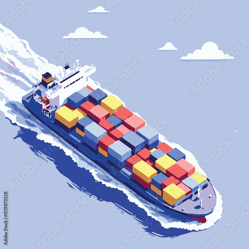 Cargo Ship Loaded with Containers 

