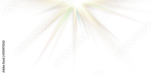 Vector transparent sunlight with sun glare. Overlay, Sun rays and glare, Sun, sunrays, light transitions, lens flare, light leaks and glare in PNG format. PNG sunlight flare. Golden flash and glare.