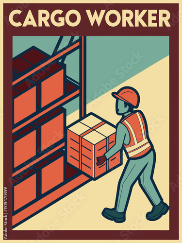 Worker in Warehouse Carrying Boxes